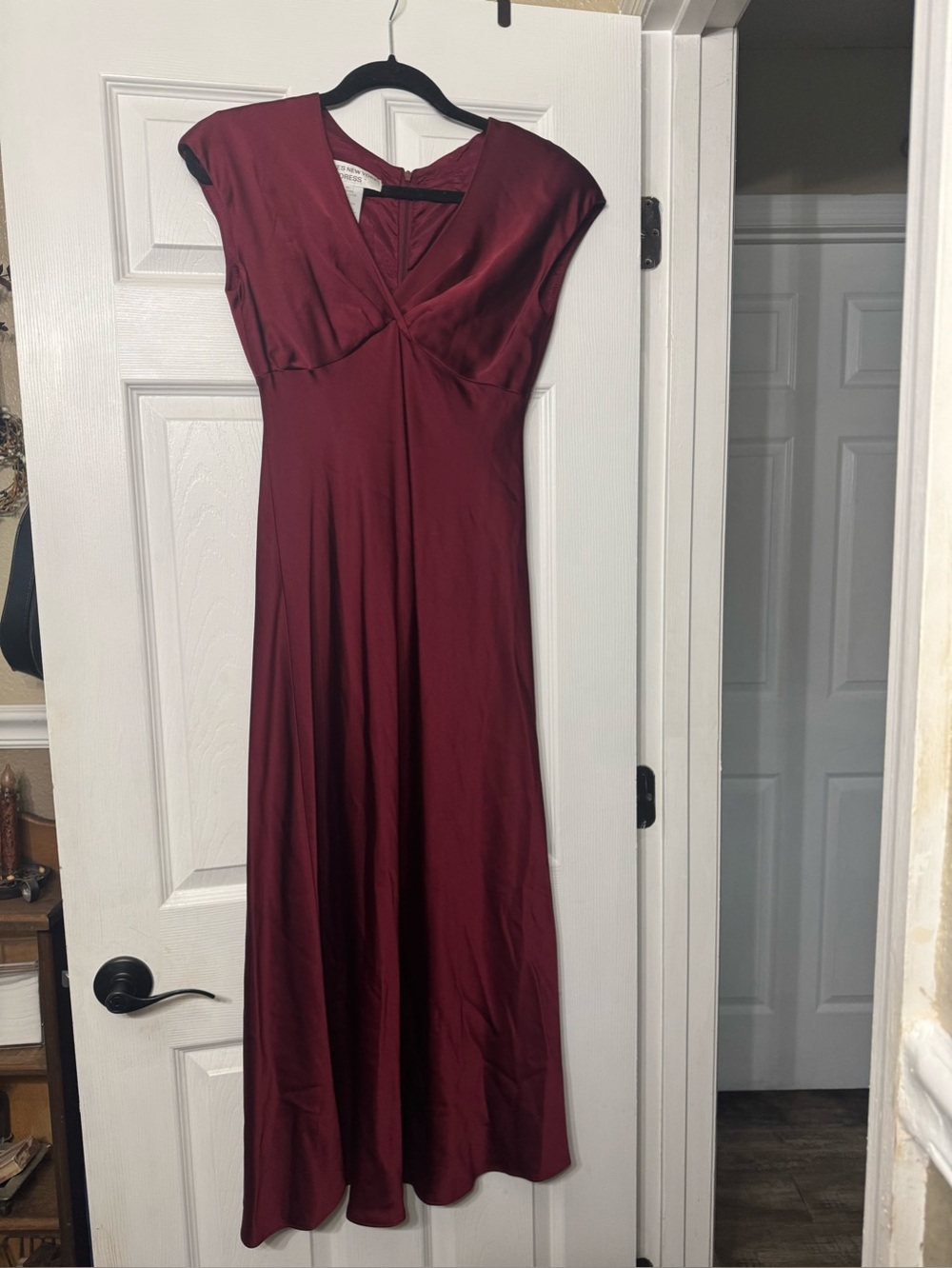 Jones New York Wine Red Satin Maxi Dress